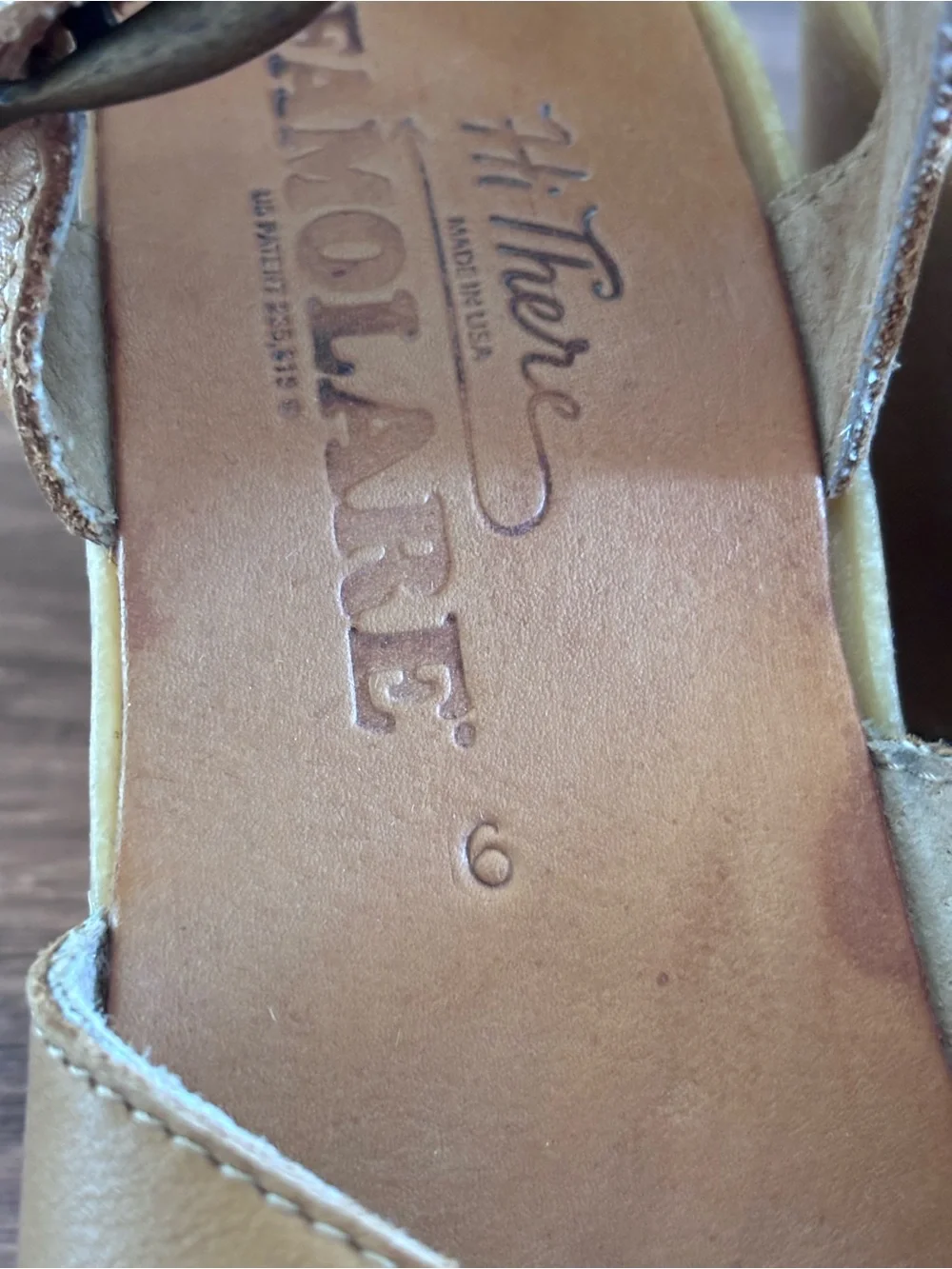 Famolare Double Vision Honey Leather Wedge Buckle Sandal size 9